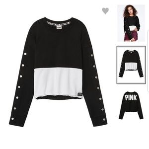 VS Pink outfit; snap track pant and sweatshirt.